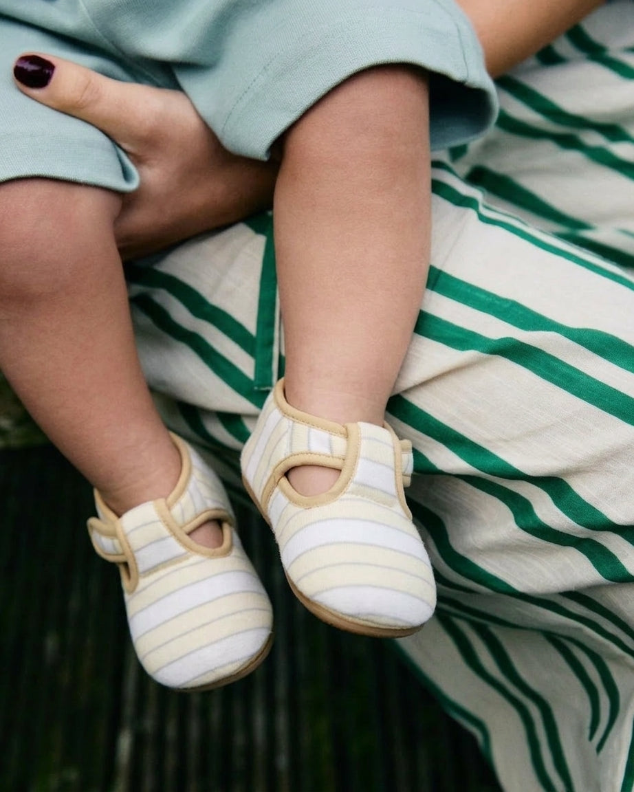 Retro Stripe Cotton T-Bar | Lemon & Cream