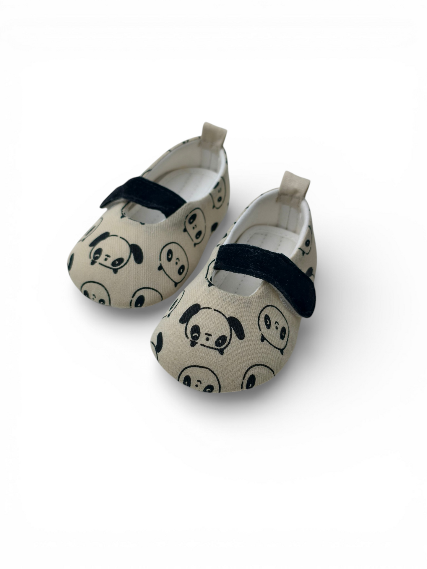 Panda Play Cotton Mary Jane | Off-White & Black