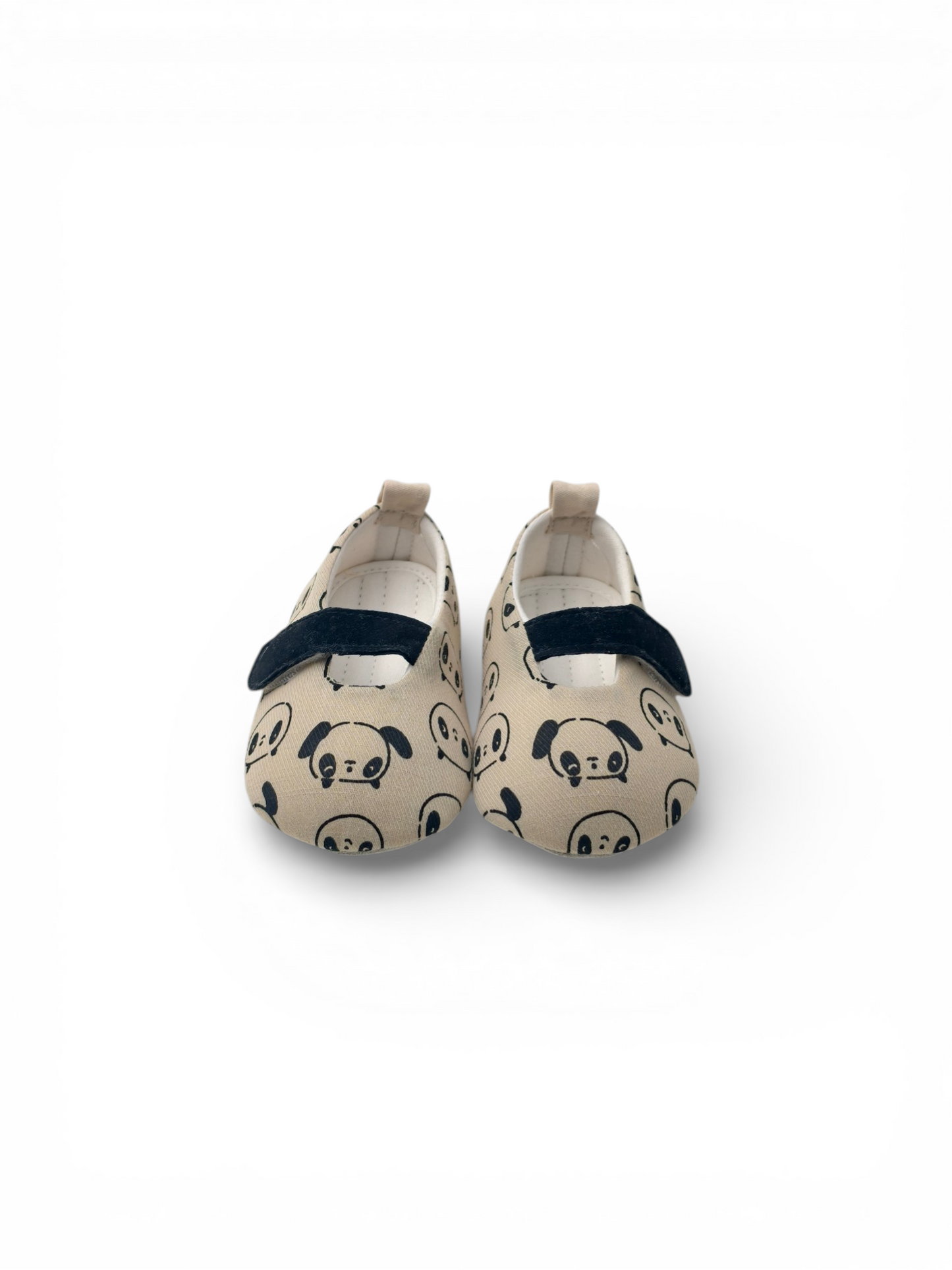 Panda Play Cotton Mary Jane | Off-White & Black