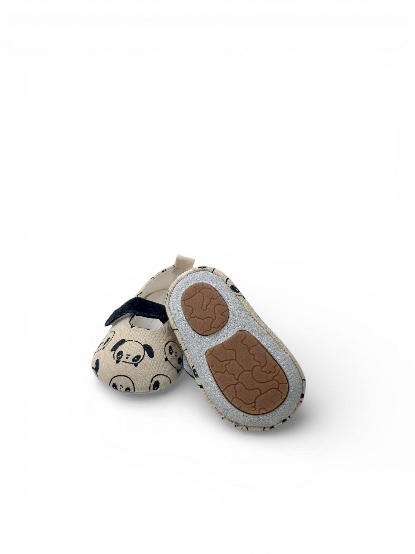 Panda Play Cotton Mary Jane | Off-White & Black