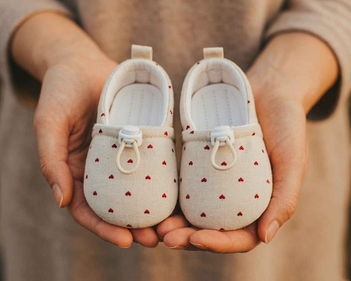 Sweet Heart Cotton Walker | Natural & Red