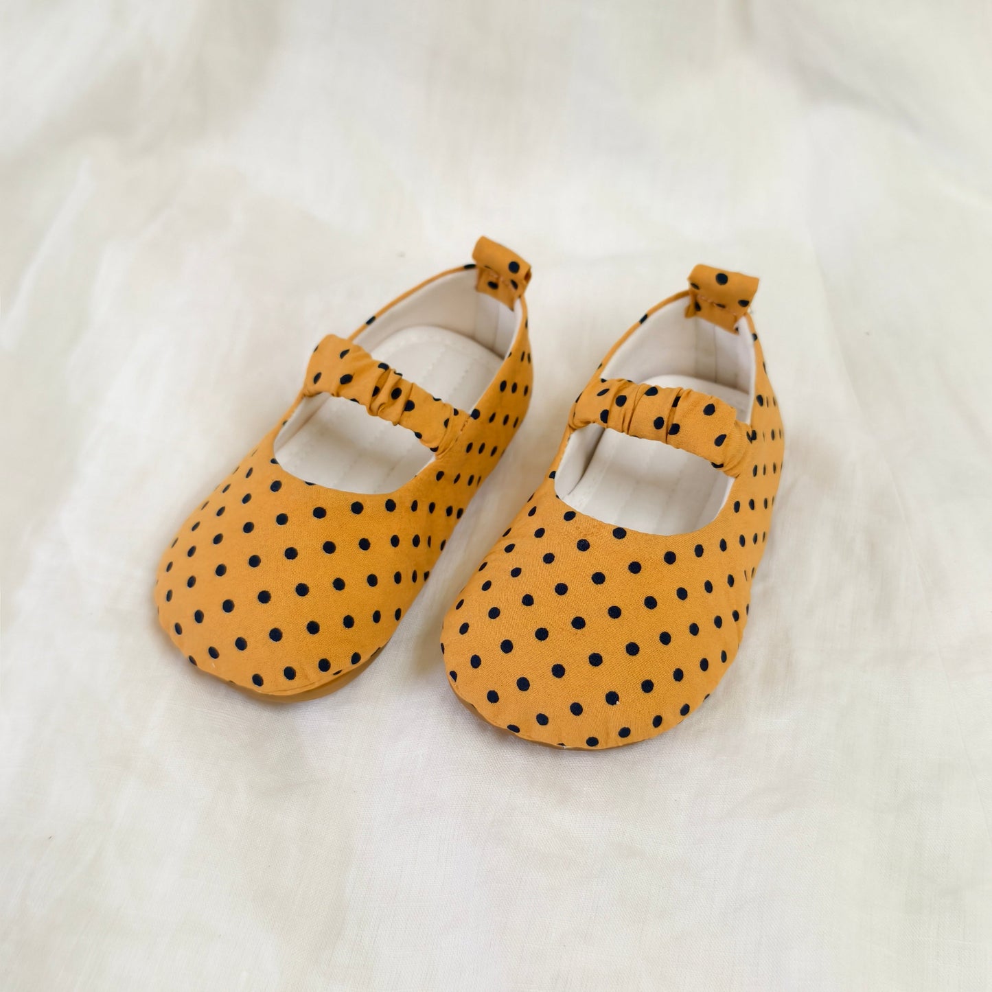 Single-Strap in Mustard Yellow Polka Dot