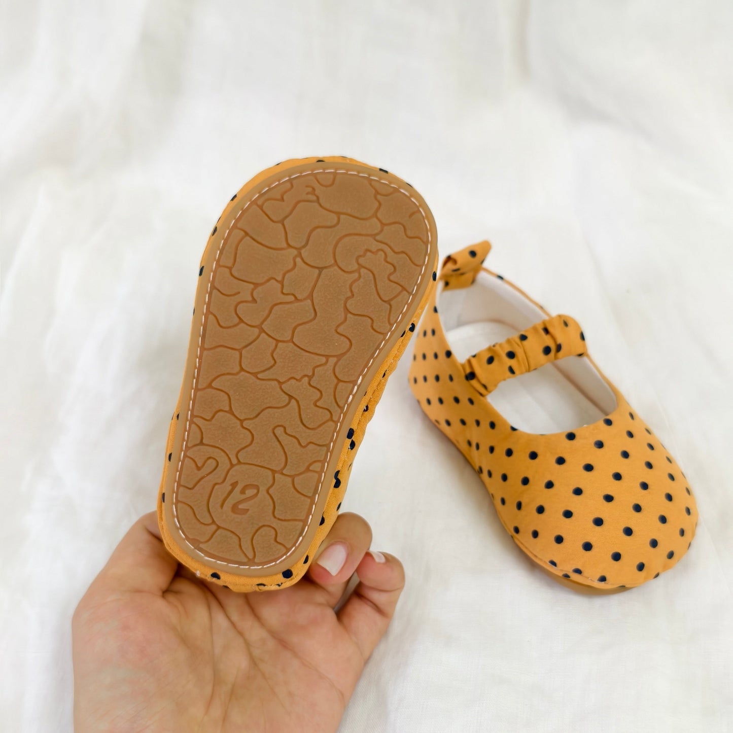 Single-Strap in Mustard Yellow Polka Dot